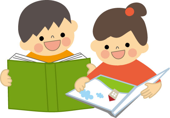 こどもが本を読んでいるイラスト こどもが本を読んでいるイラスト